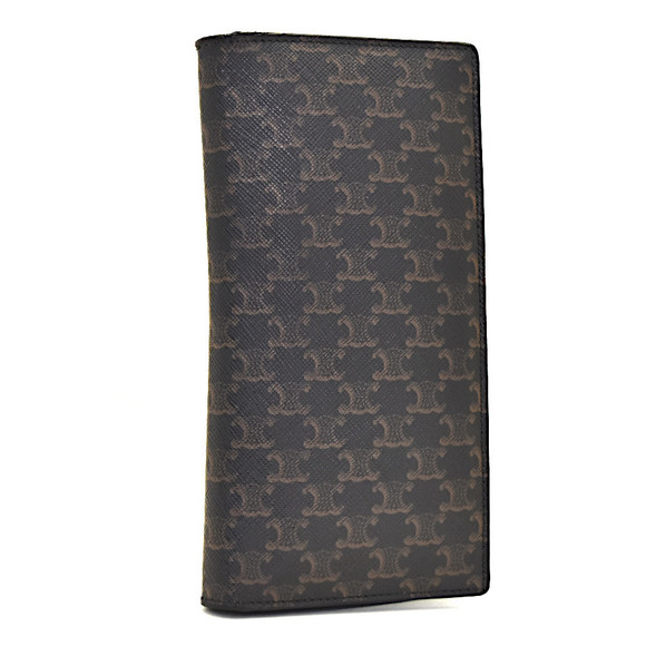 Celine Leather Brown Triomphe Fold Long Wallet - Picture 1 of 8